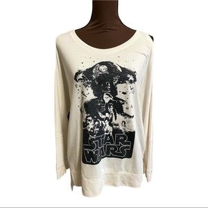 Star Wars Rock and Republic cream shirt cut out shoulder size small